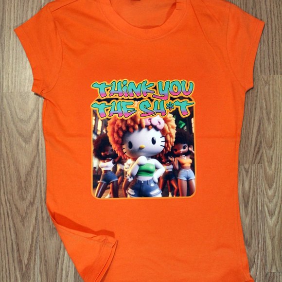 Hello Spice Think You The Sh*t Orange T-Shirt Size Medium - Picture 2 of 3
